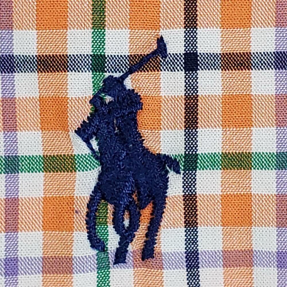 Polo Ralph Lauren Shirt Men’s Large Slim Orange Plaid LS Button Down - Picture 6 of 10